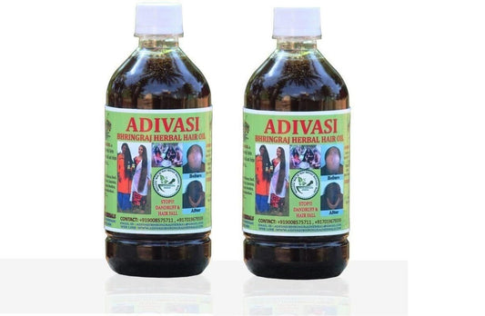 ADIVASI BHRINGRAJ AIVASI BHRINGRAJ HERBAL HAIR OIL Hair Oil (500 ml - Pack Of 2) BUY 1 GET 1 FREE